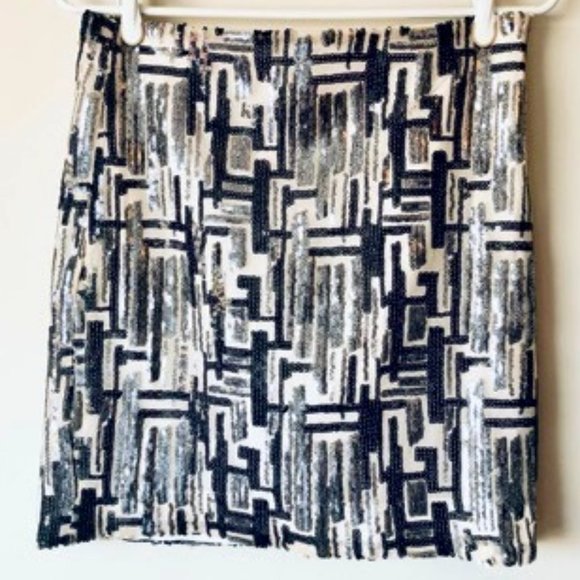 Patterned Sequin Mini Skirt - Picture 1 of 3